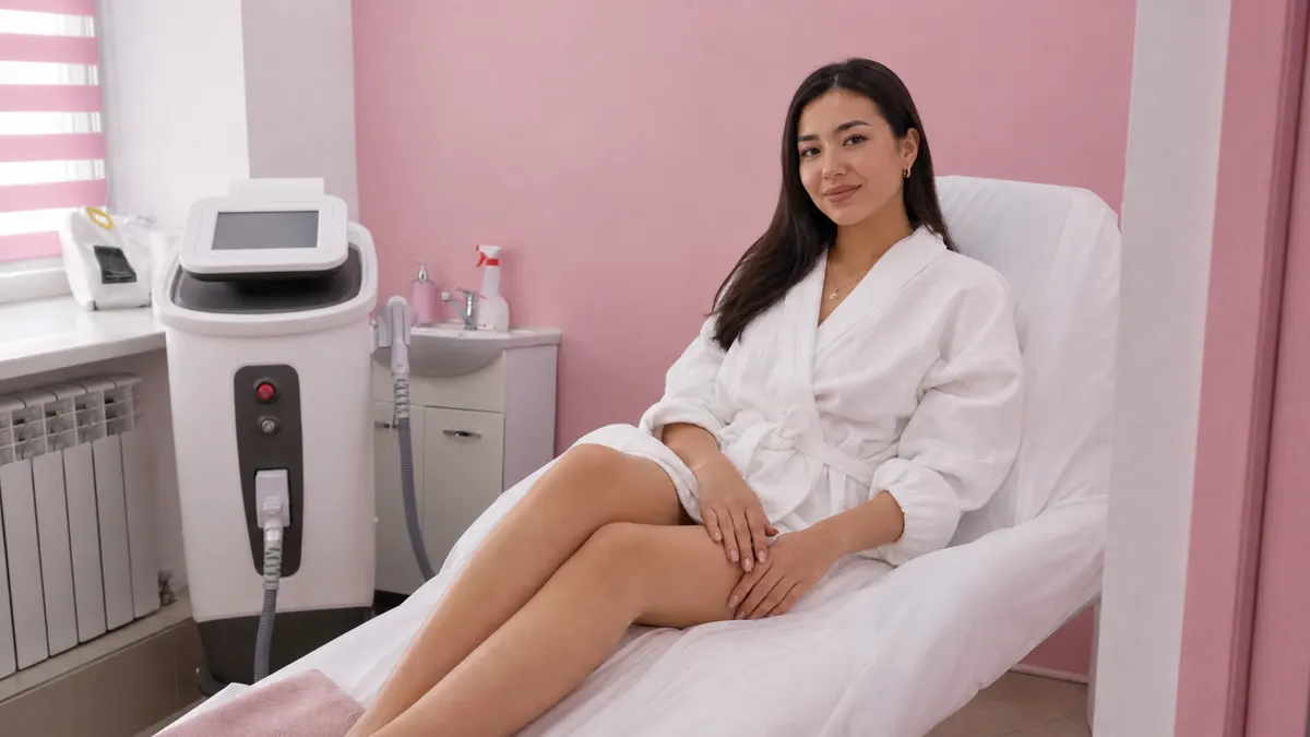 Клиентка Emotion Lab на кушетке после пройденного курса